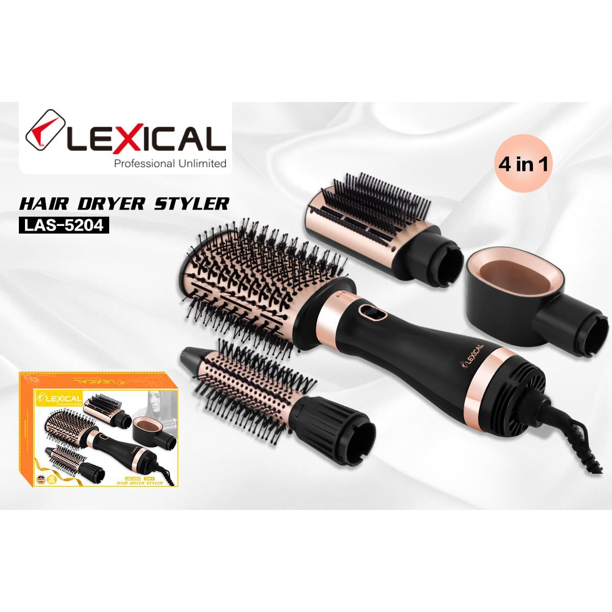 Lexical LAS-5204 4-ü 1-də Peşəkar Saç Qurutma və Şəkilləndirmə Dəsti 1000W
